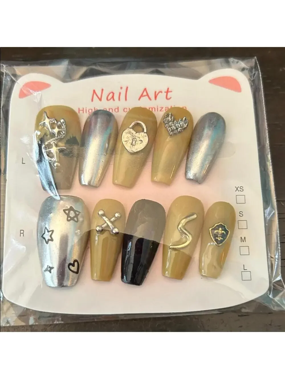 Handmade Metallic and Gold Nail Art Set
